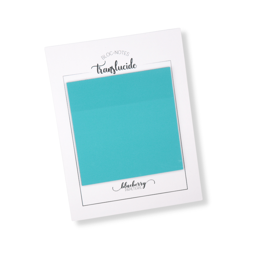 Bloc notes autocollant translucide - Turquoise - Blueberry Papeterie