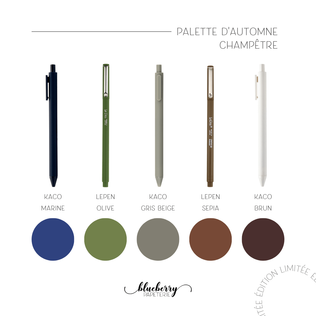 Palette de crayons d'automne - Champêtre - Blueberry Papeterie