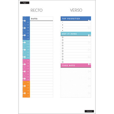 Recharge papier Happy Planner- Horaire - Blueberry Papeterie