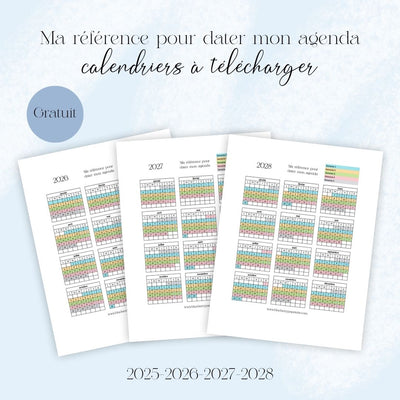 Référence pour dater mon agenda perpétuel