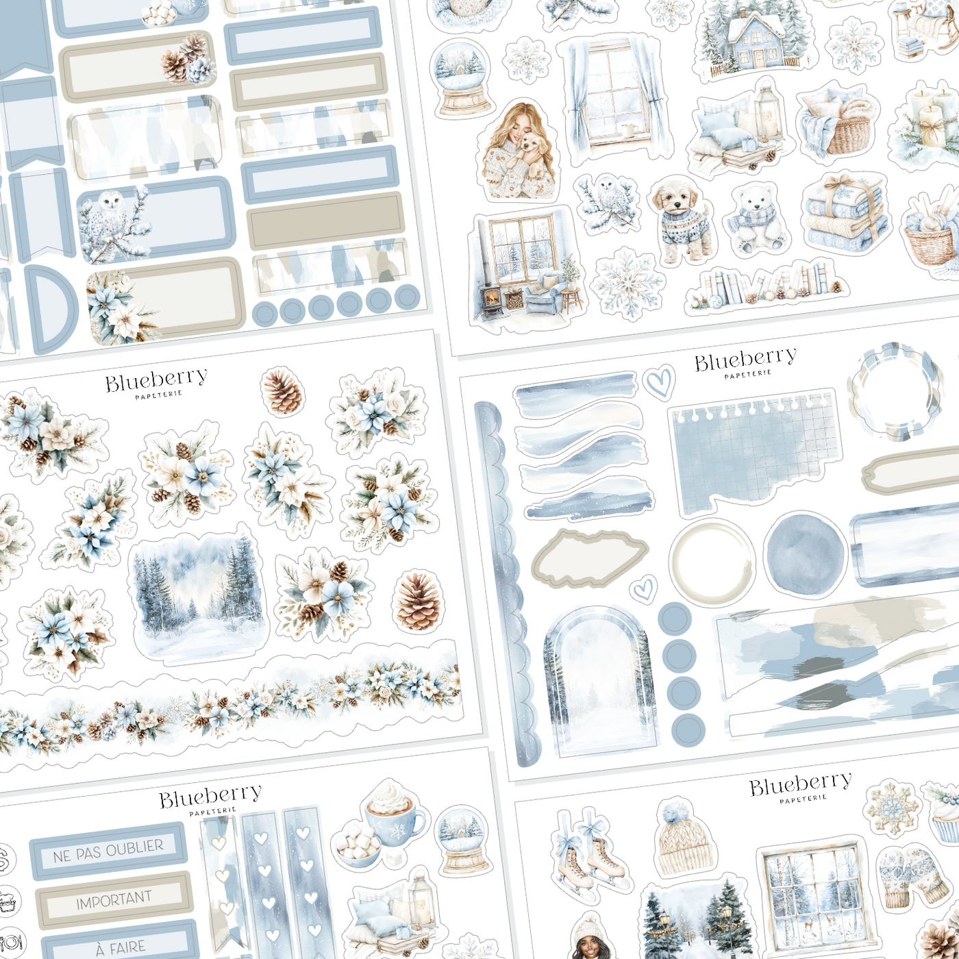 Collection d'autocollants Fleur de givre