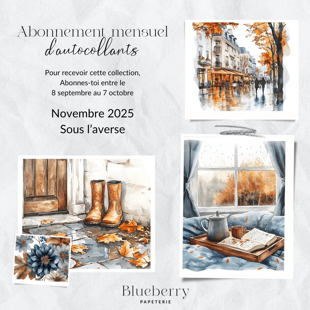 Abonnement mensuel d'autocollants - Blueberry Papeterie