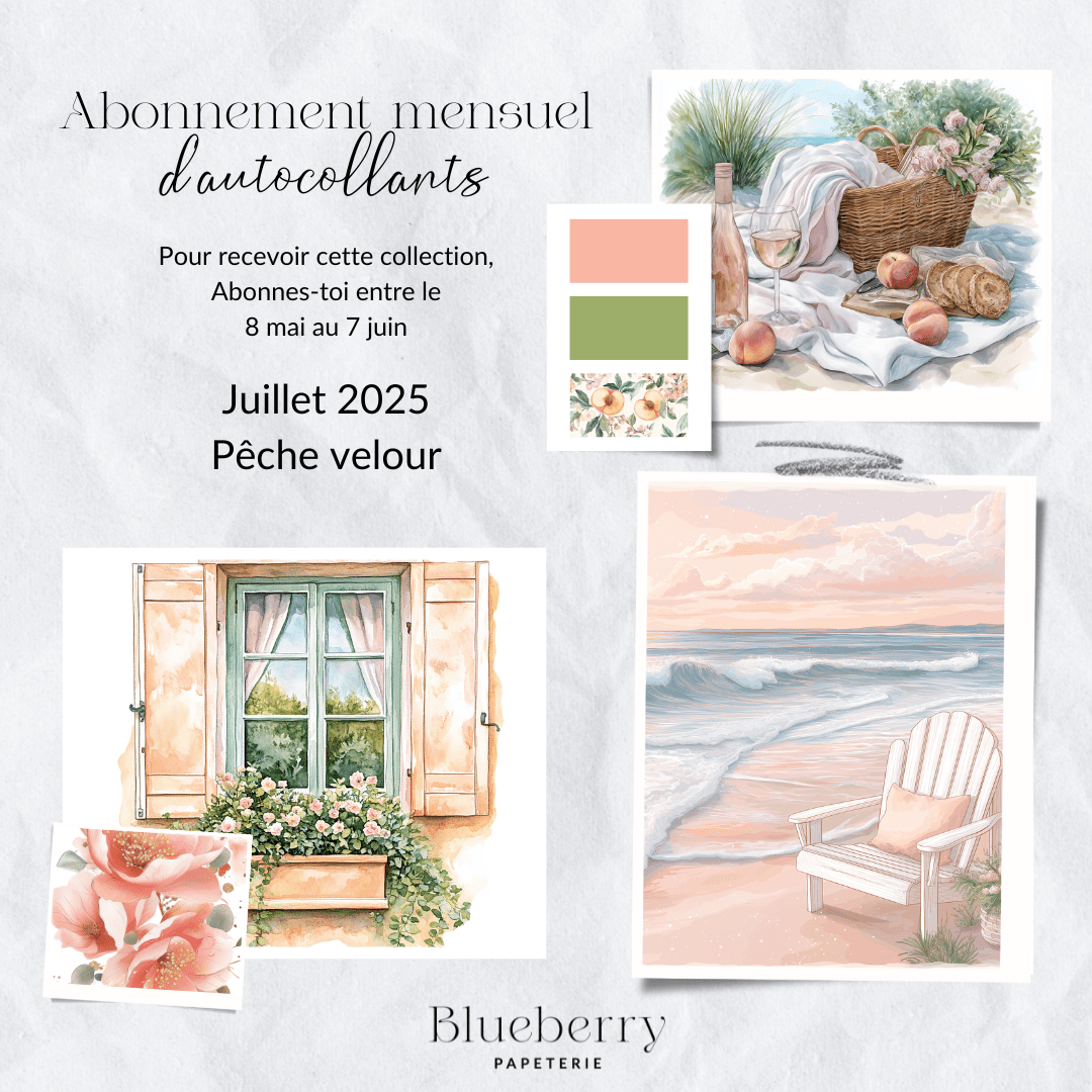 Abonnement mensuel d'autocollants - Blueberry Papeterie
