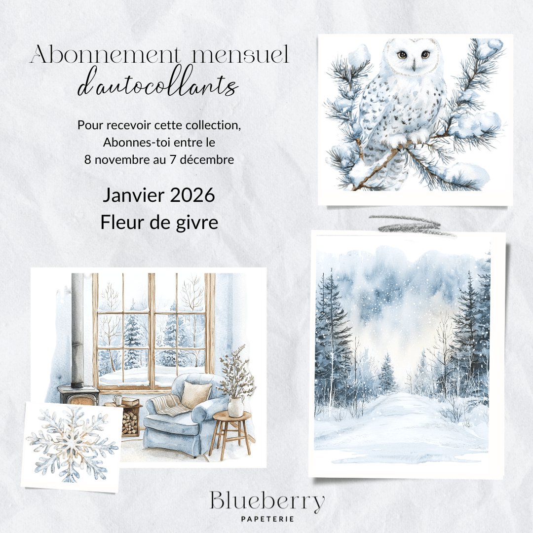 Abonnement mensuel d'autocollants - Blueberry Papeterie