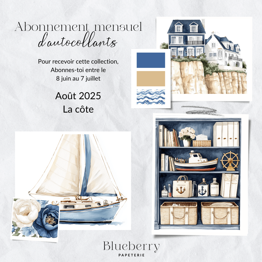 Abonnement mensuel d'autocollants - Blueberry Papeterie