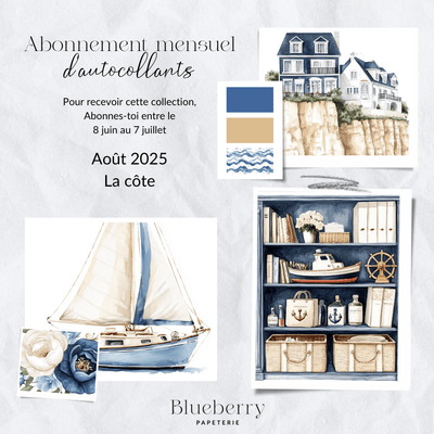 Abonnement mensuel d'autocollants - Blueberry Papeterie