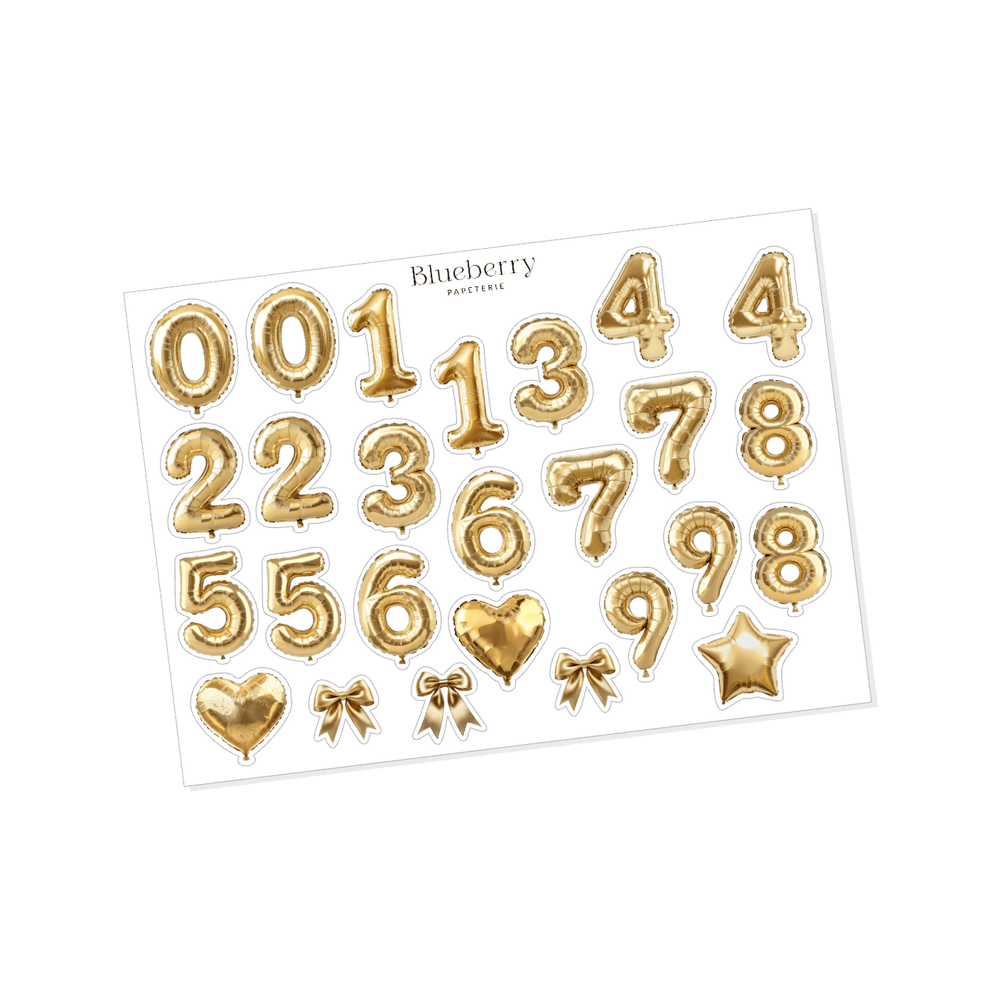 Autocollants Chiffres Ballons - Transparent - Blueberry Papeterie