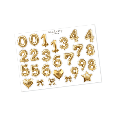 Autocollants Chiffres Ballons - Transparent - Blueberry Papeterie