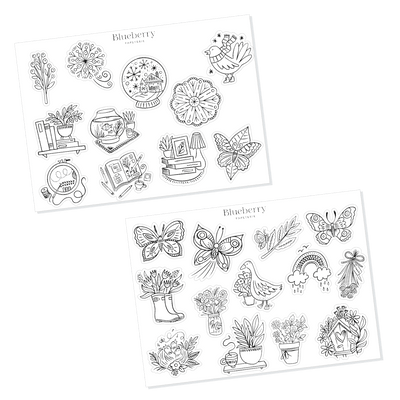 Autocollants Illustrations saisonnières - 2e édition - Blueberry Papeterie