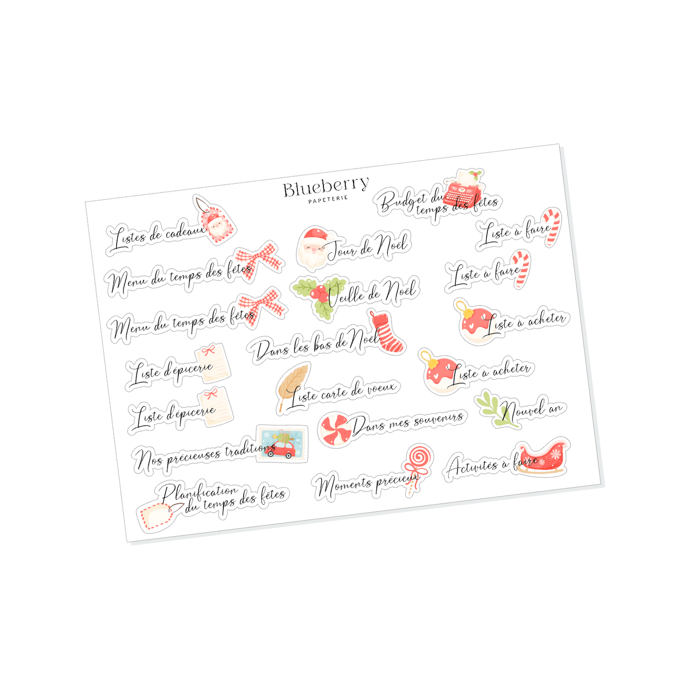 Autocollants Planification temps des fêtes - Blueberry Papeterie