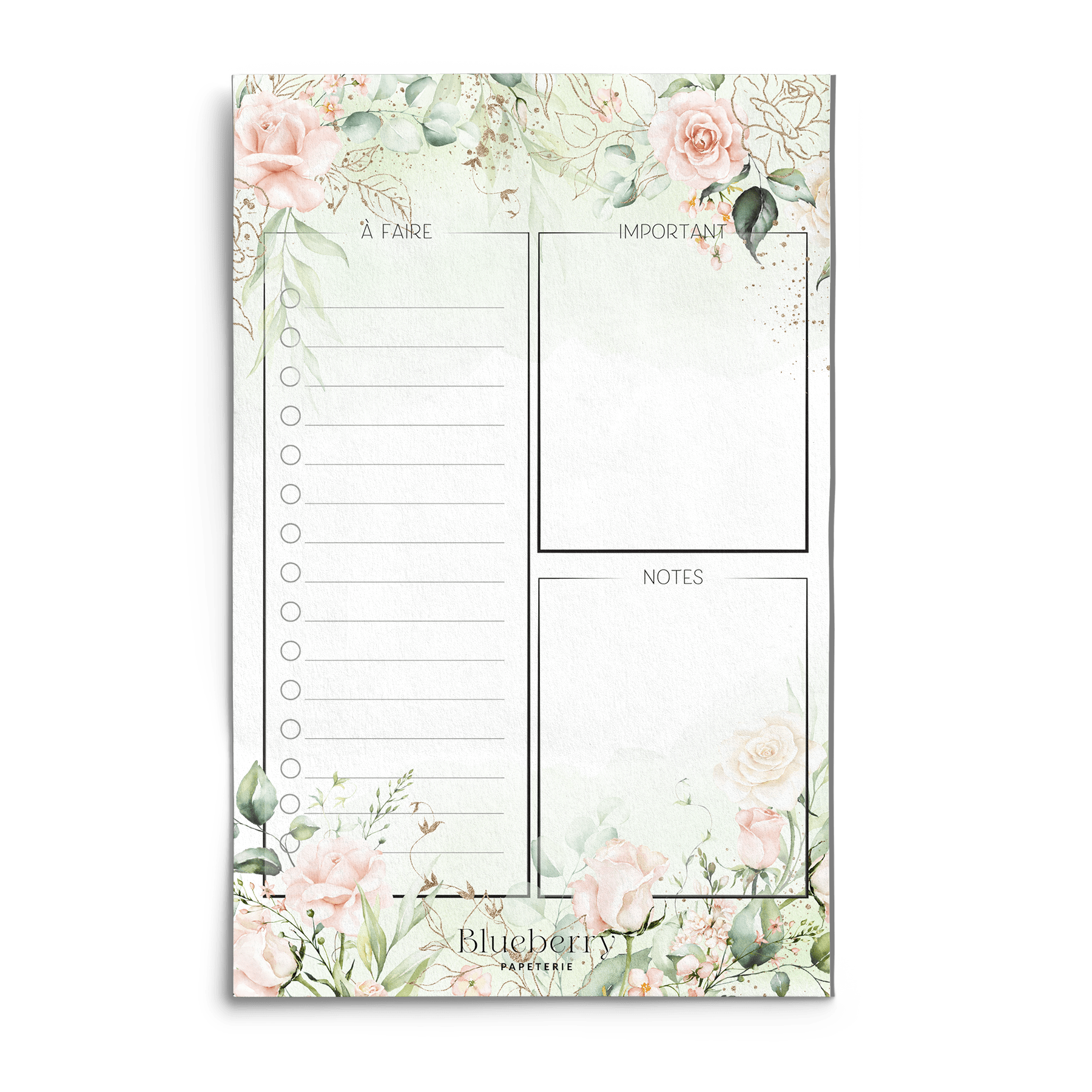 Bloc-Notes Planification Hebdomadaire Rose Fleurie main image 1