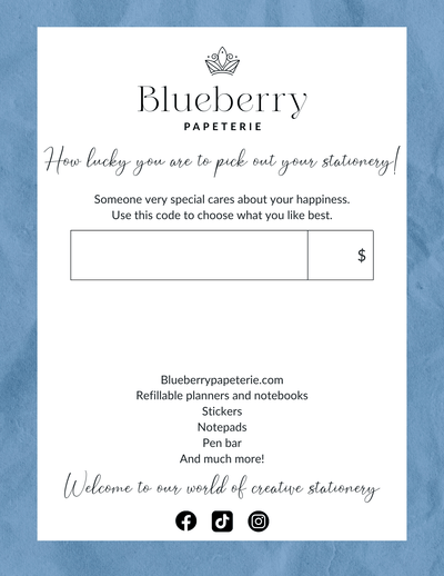 Carte cadeau Blueberry Papeterie - Blueberry Papeterie