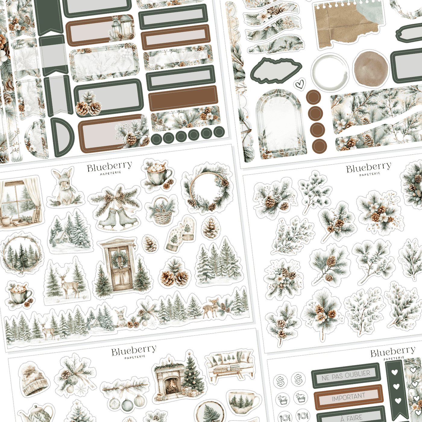 Collection d'autocollants Boréal - Blueberry Papeterie