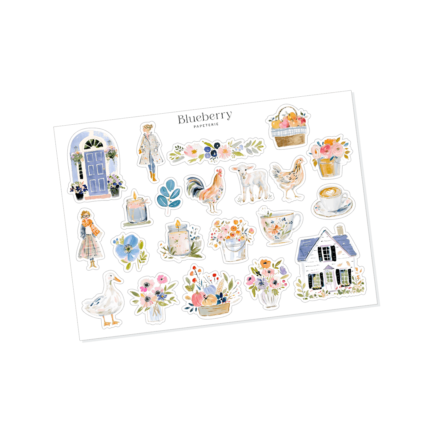 Collection d'autocollants Cottage - Blueberry Papeterie
