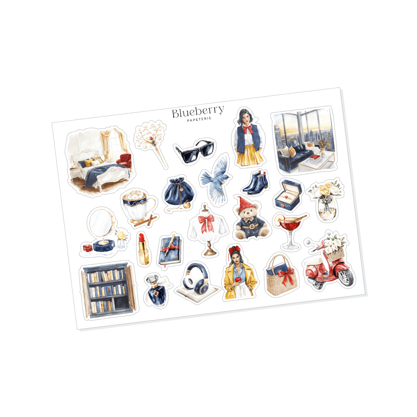 Collection d'autocollants Princesse Blanche comme neige - Blueberry Papeterie