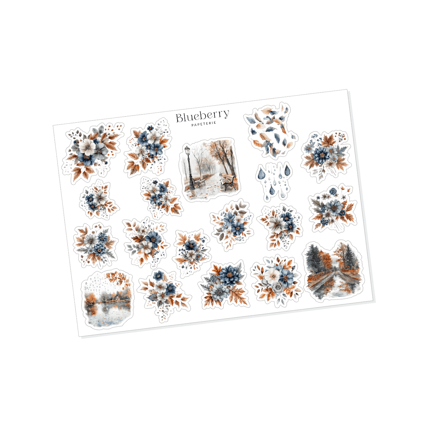 Collection d'autocollants Sous l'averse - Blueberry Papeterie