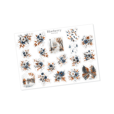Collection d'autocollants Sous l'averse - Blueberry Papeterie