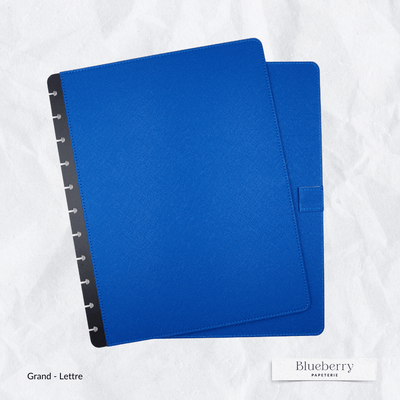 Couverture en cuir végan Saffiano - Grand - Blueberry Papeterie