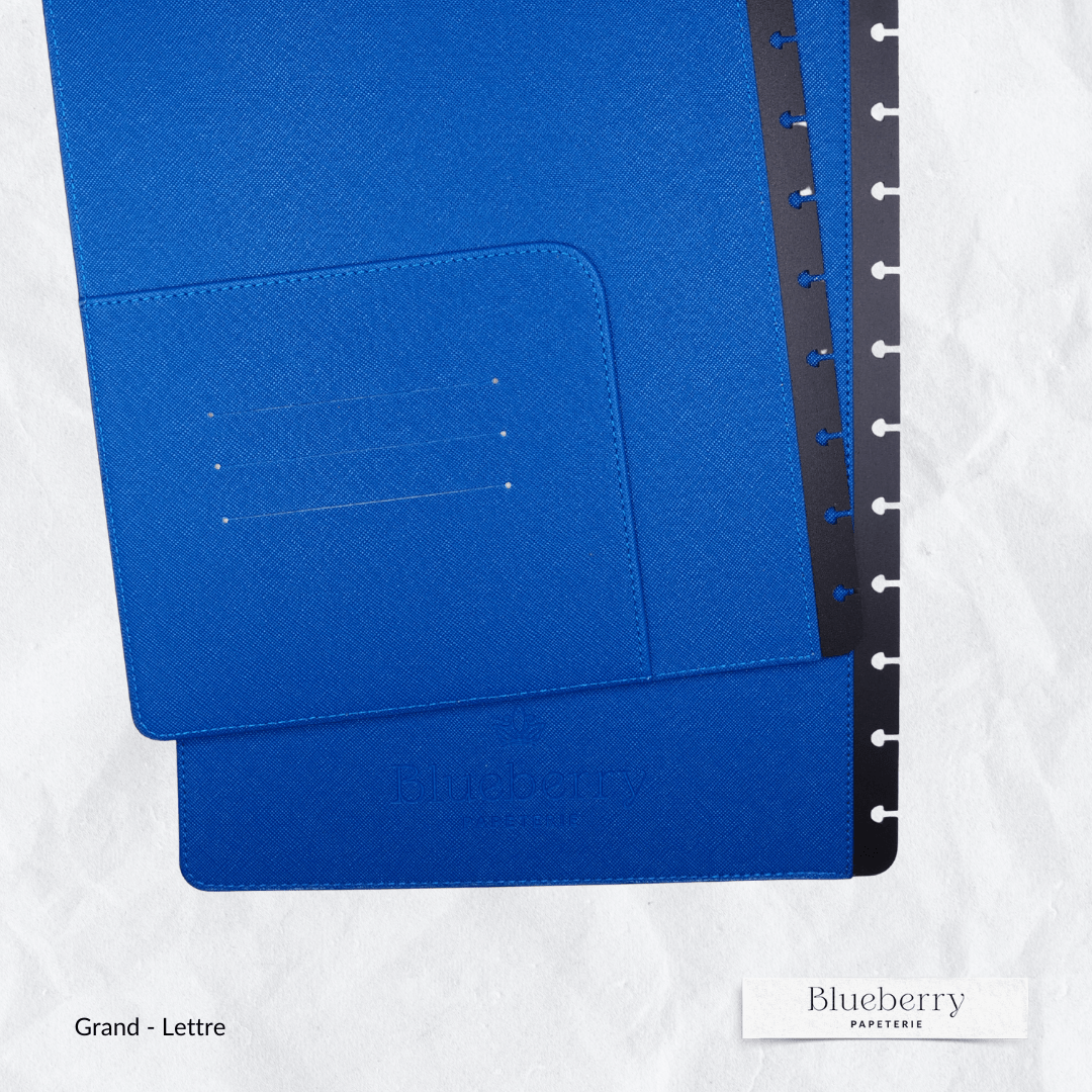 Couverture en cuir végan Saffiano - Grand - Blueberry Papeterie