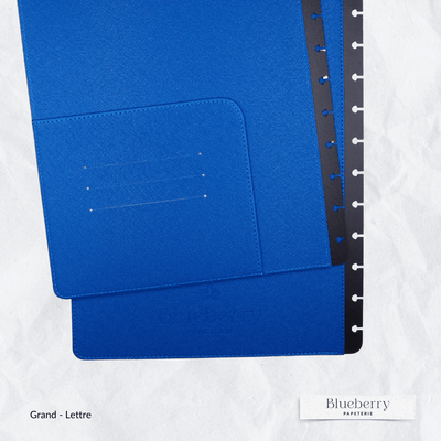 Couverture en cuir végan Saffiano - Grand - Blueberry Papeterie
