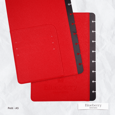 Couverture en cuir végan Saffiano - Petit A5 - Blueberry Papeterie