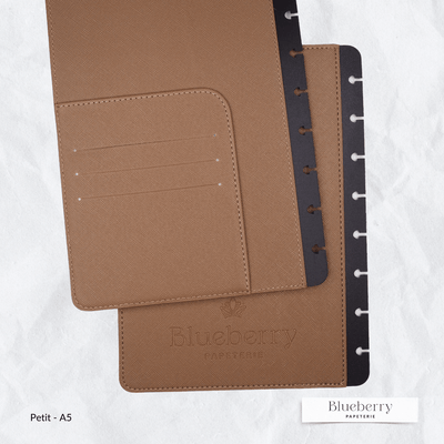 Couverture en cuir végan Saffiano - Petit A5 - Blueberry Papeterie