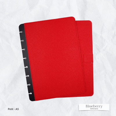 Couverture en cuir végan Saffiano - Petit A5 - Blueberry Papeterie