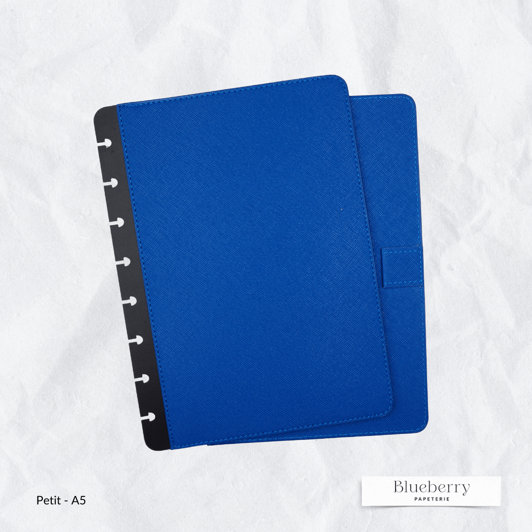 Couverture en cuir végan Saffiano - Petit A5 - Blueberry Papeterie