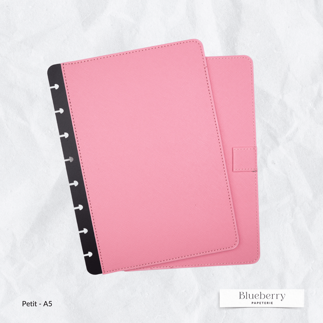 Couverture en cuir végan Saffiano - Petit A5 - Blueberry Papeterie