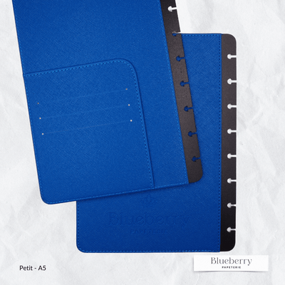 Couverture en cuir végan Saffiano - Petit A5 - Blueberry Papeterie