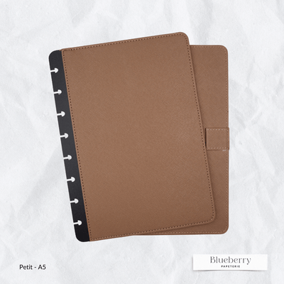 Couverture en cuir végan Saffiano - Petit A5 - Blueberry Papeterie