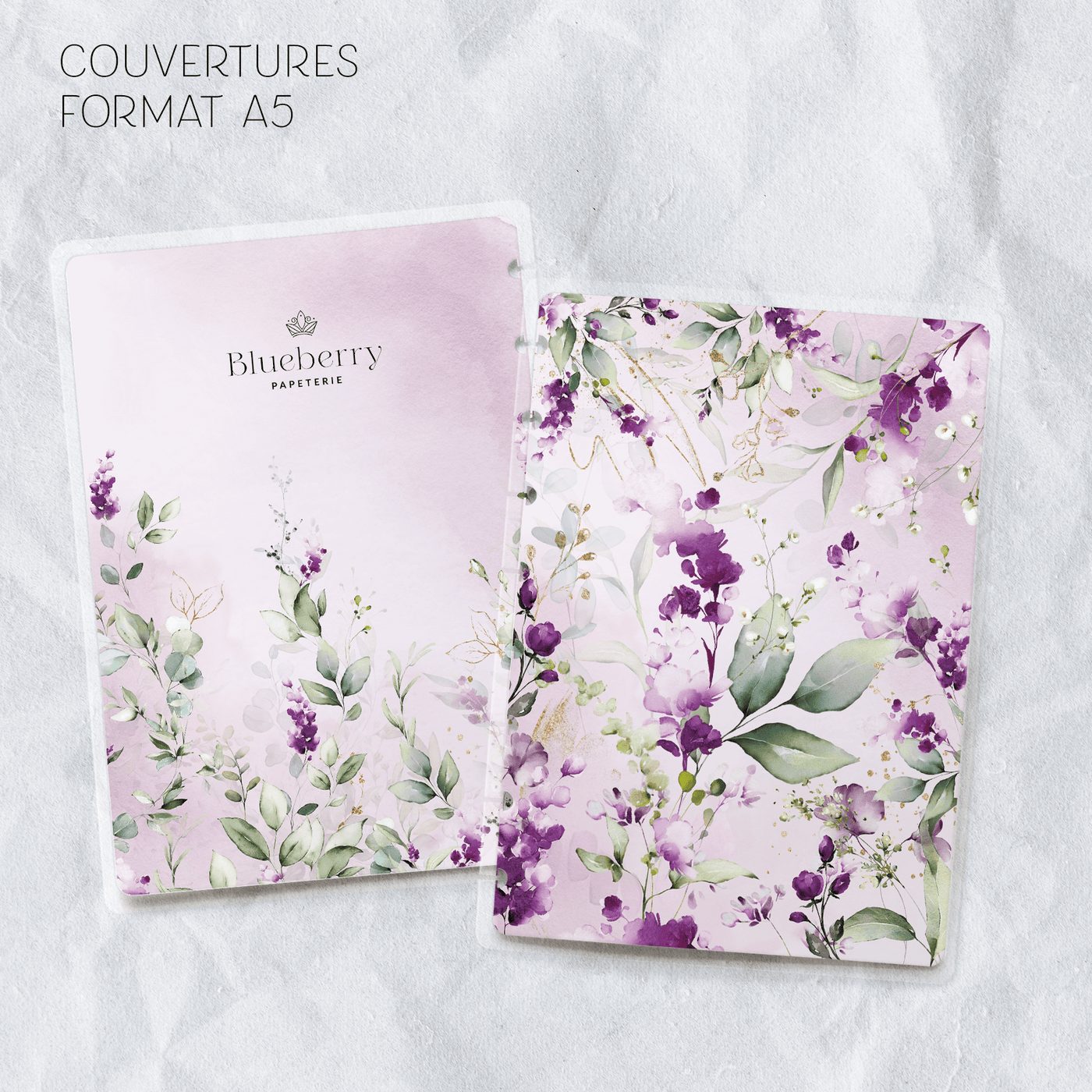 Couverture plastifiée format A5 - Blueberry Papeterie