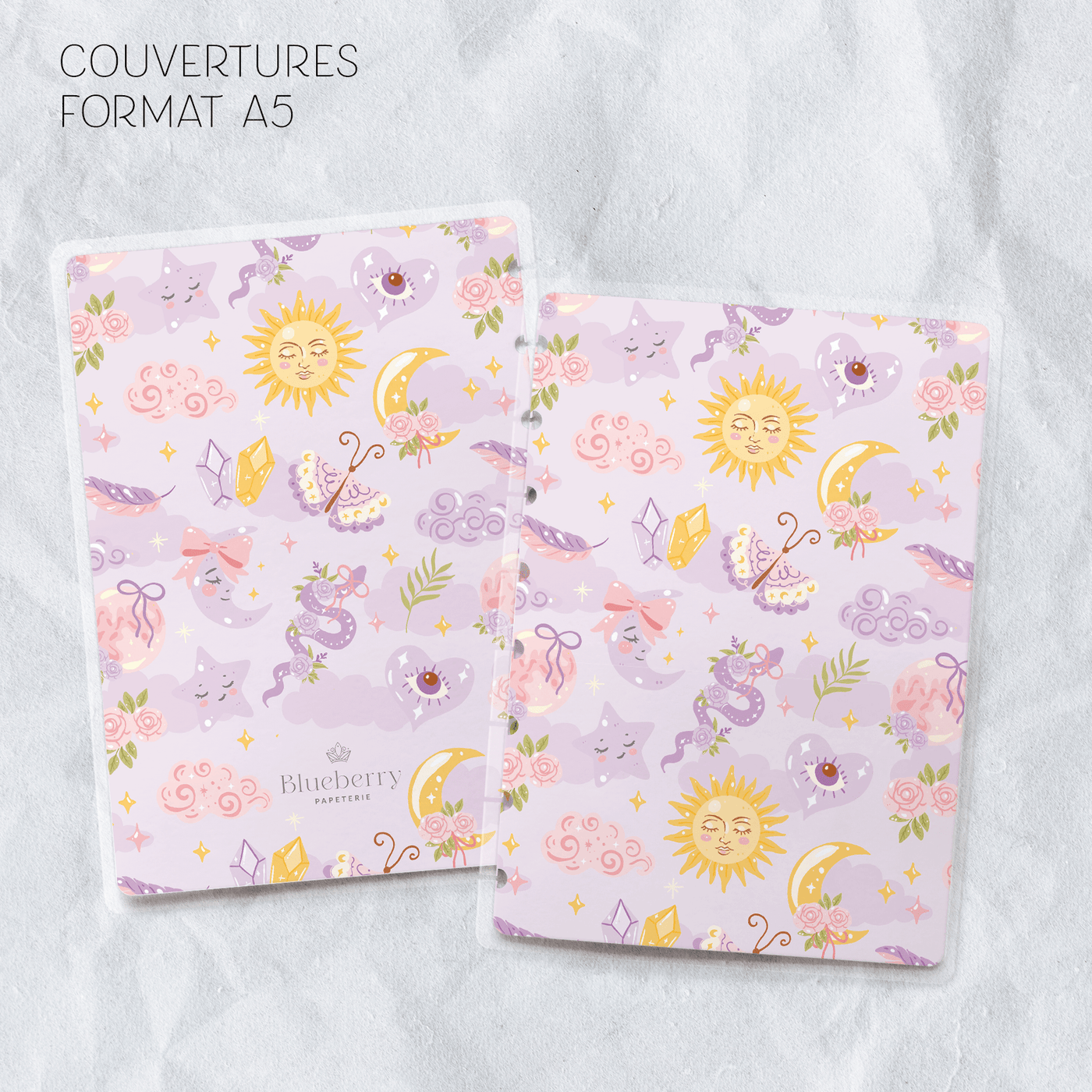 Couverture plastifiée format A5 - Blueberry Papeterie