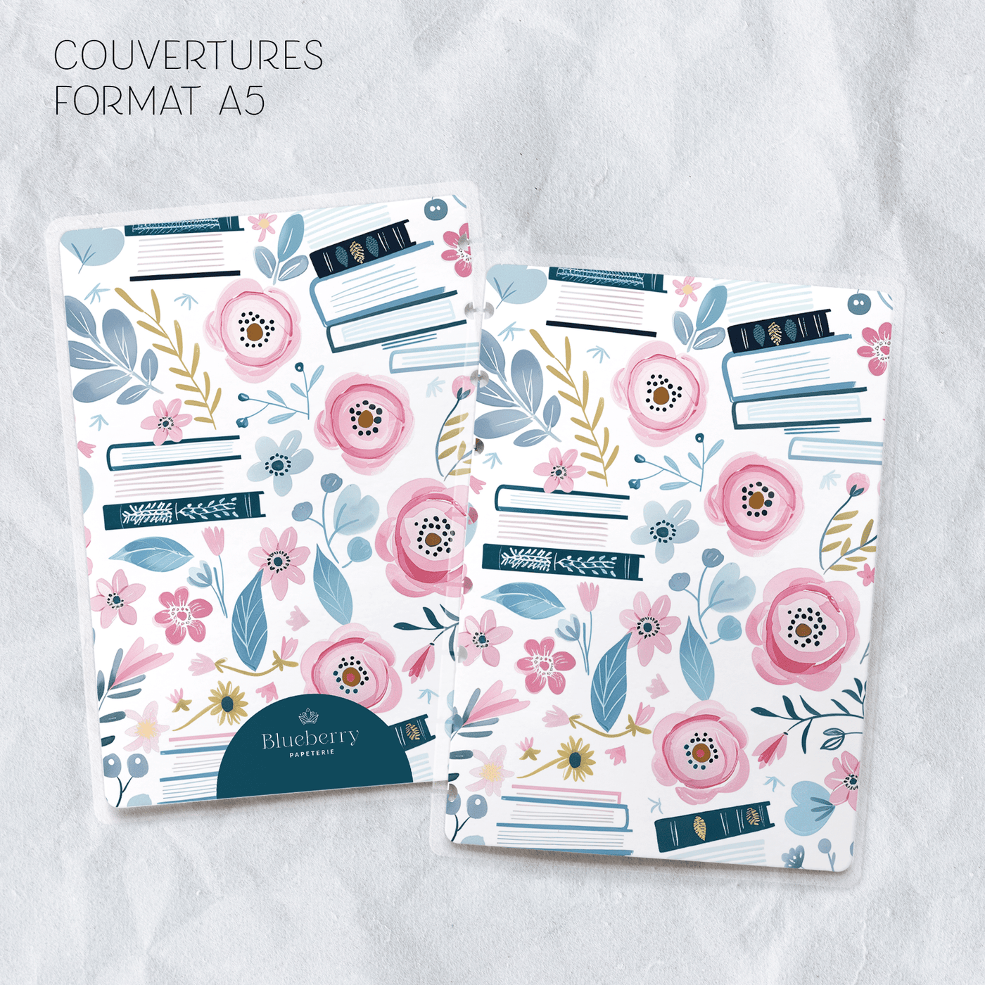 Couverture plastifiée format A5 - Blueberry Papeterie
