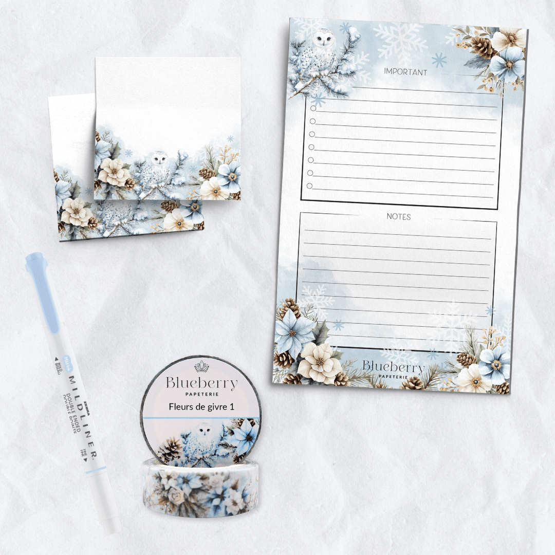 Ensemble cadeau Fleurs de givre - Blueberry Papeterie