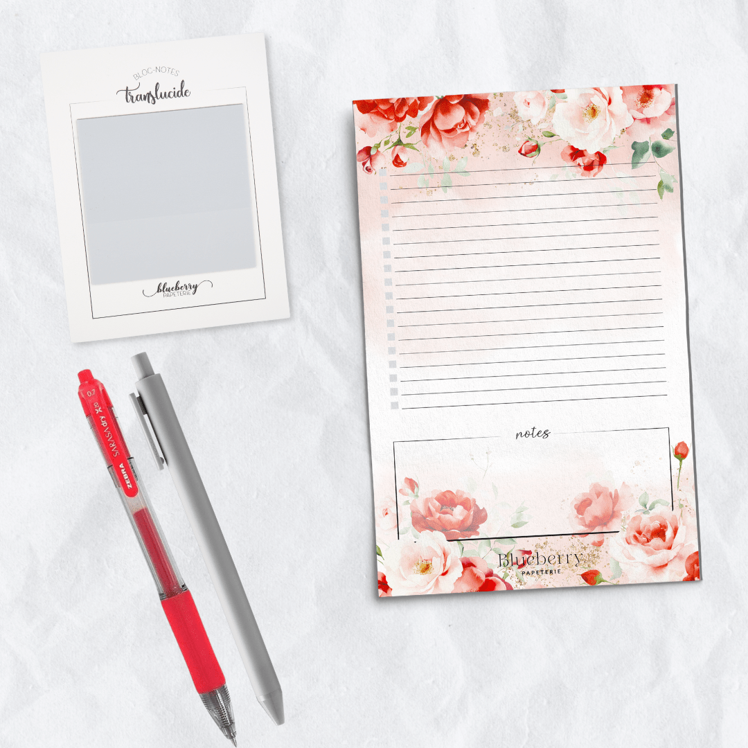 Ensemble cadeau Fleurs rouge - Blueberry Papeterie