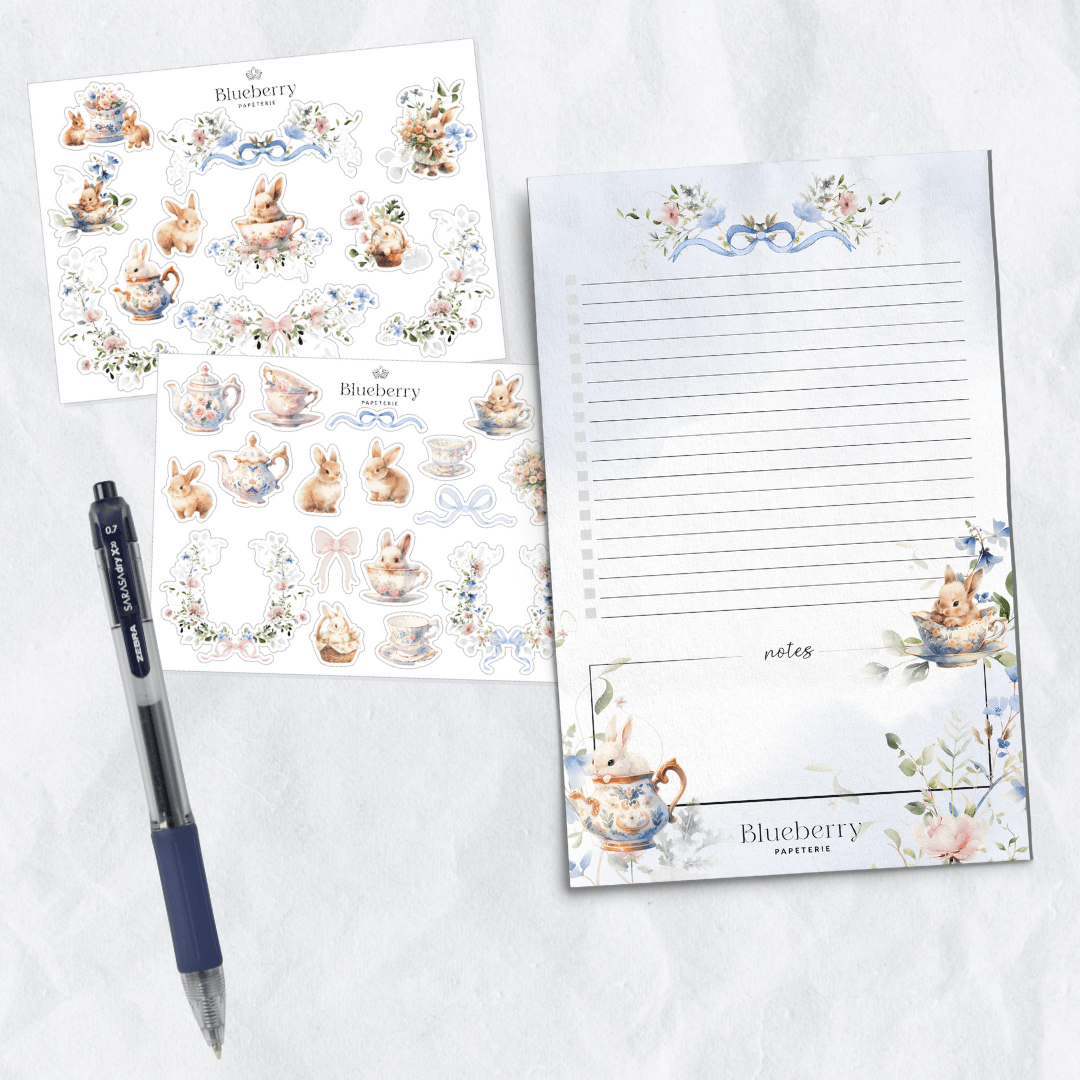Ensemble cadeau Mignons lapins - Blueberry Papeterie