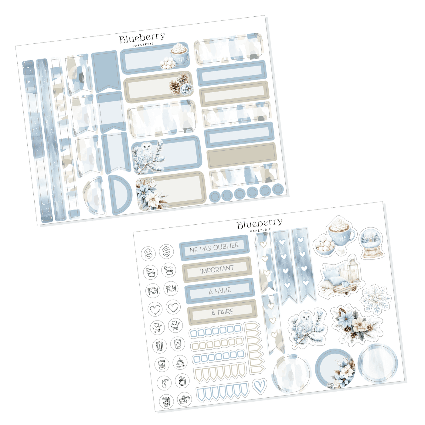 Ensemble thématique - Collection Fleurs de givre - Blueberry Papeterie