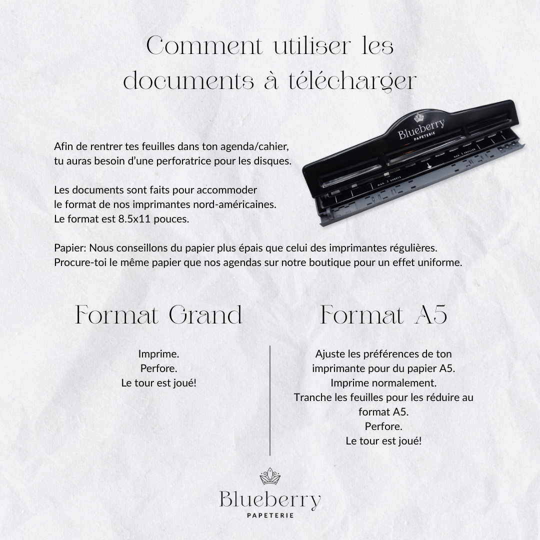 Fiche à télécharger - Liste de semaine - Blueberry Papeterie