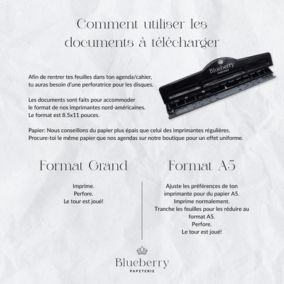 Fiche à télécharger - Liste de semaine - Blueberry Papeterie