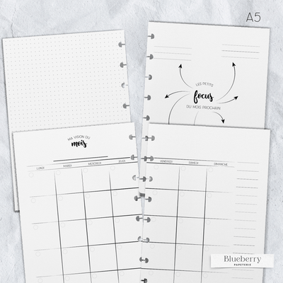 Intérieur de l'agenda - Illustré à cases - 2e édition - Petit A5 - Blueberry Papeterie