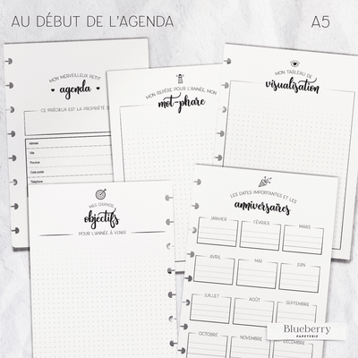Intérieur de l'agenda - Illustré à cases - 2e édition - Petit A5 - Blueberry Papeterie