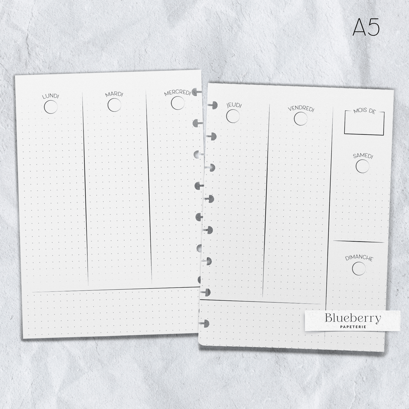 Intérieur de l'agenda - Vertical - 2e édition - Petit A5 - Blueberry Papeterie