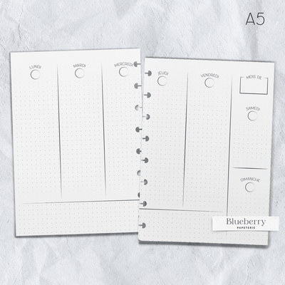 Intérieur de l'agenda - Vertical - 2e édition - Petit A5 - Blueberry Papeterie
