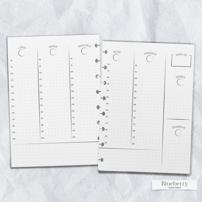 Intérieur de l'agenda - Vertical heures - 2e édition - Petit A5 - Blueberry Papeterie
