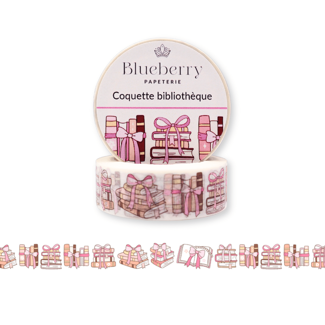 Ruban Washi - Coquette bibliothèque - Blueberry Papeterie