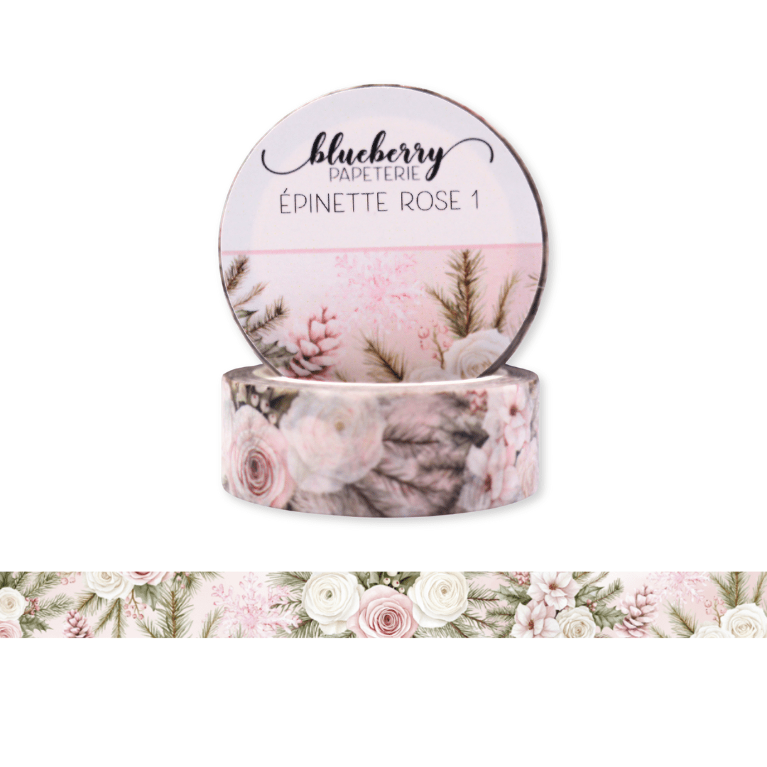 Ruban Washi - Épinette rose 1 - Blueberry Papeterie