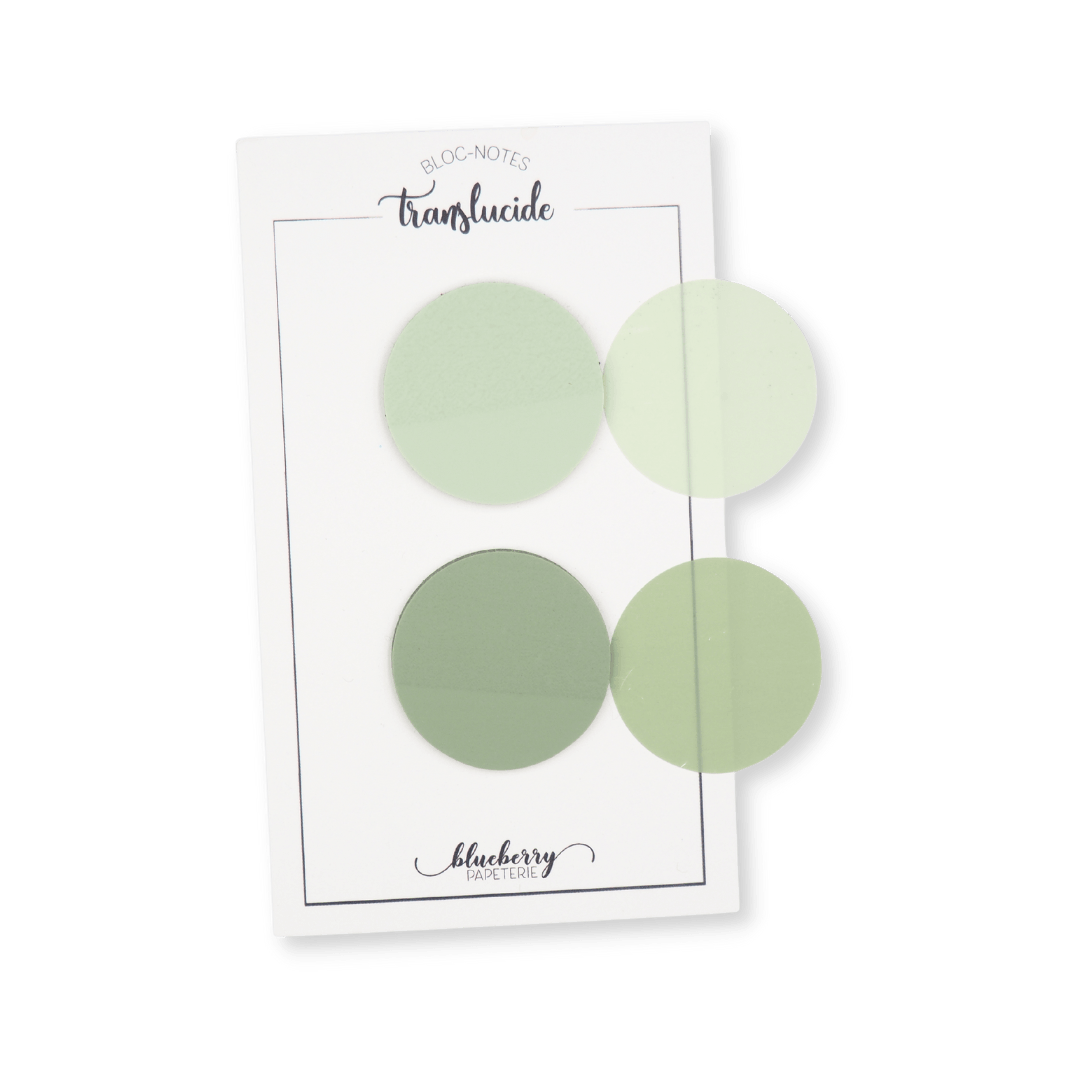Bloc notes autocollant translucide Cercle - Duo vert - Blueberry Papeterie