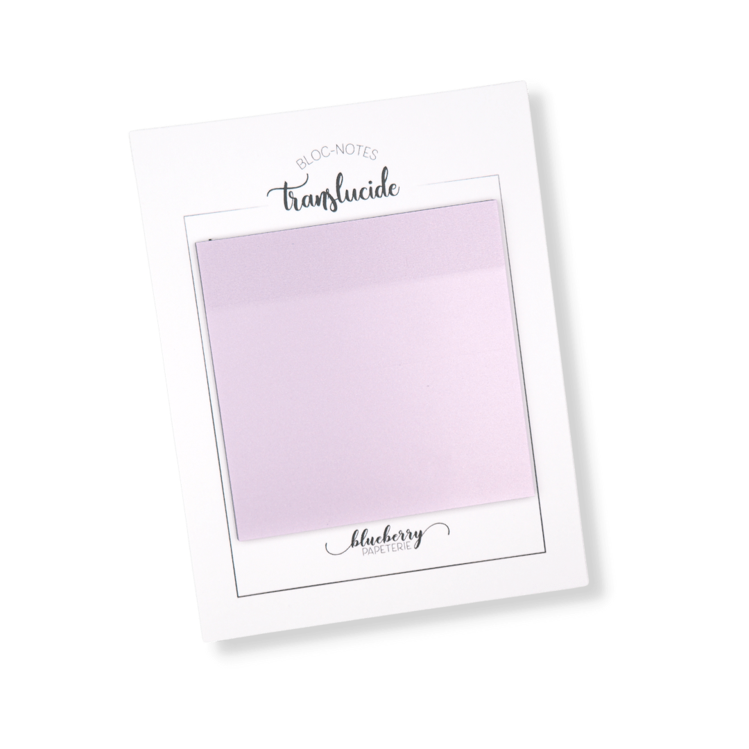 Bloc notes autocollant translucide chatoyant - Quartz violet - Blueberry Papeterie