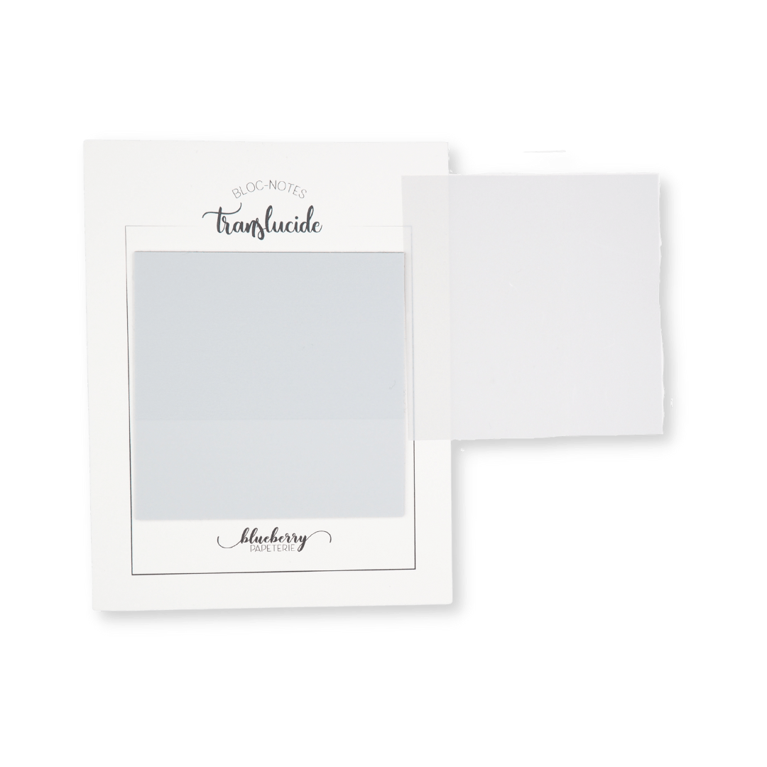 Bloc notes autocollant translucide- gris clair - Blueberry Papeterie